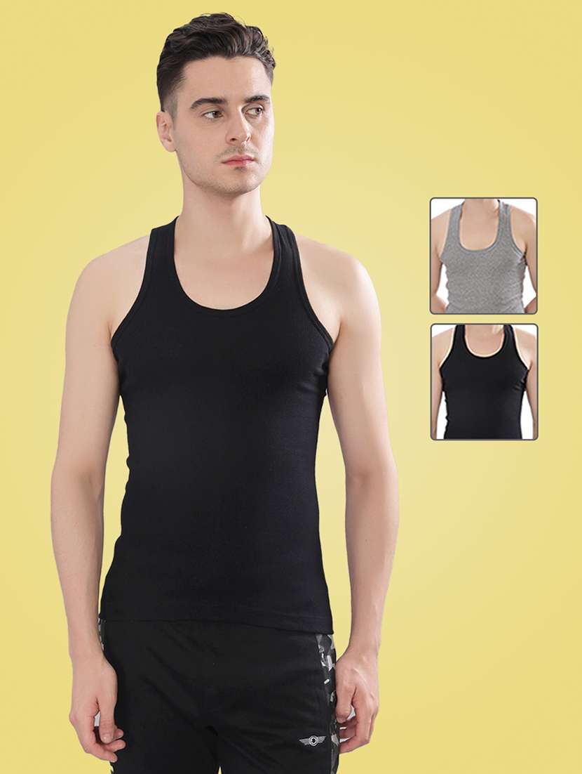 men pack of 2 solid sleeveless vest