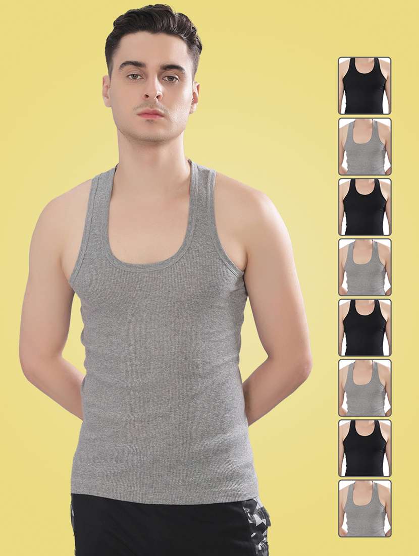 men pack of 8 solid sleeveless vest