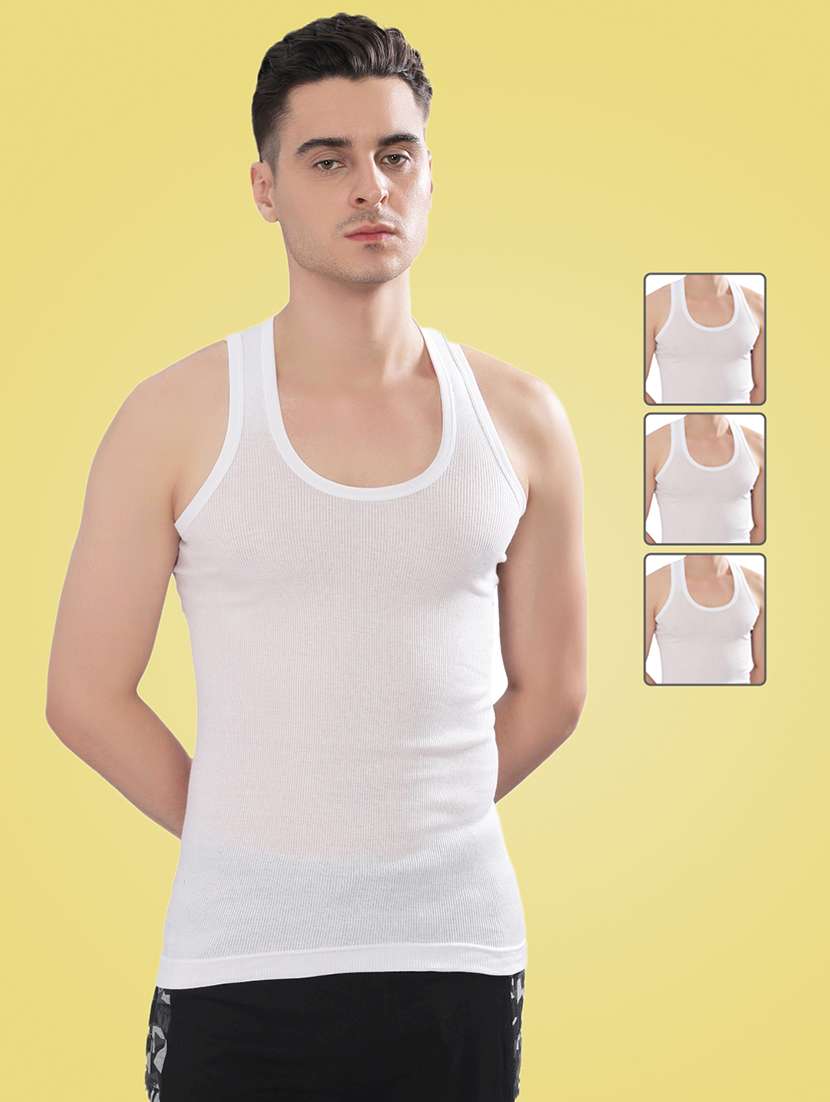 men pack of 3 solid sleeveless vest