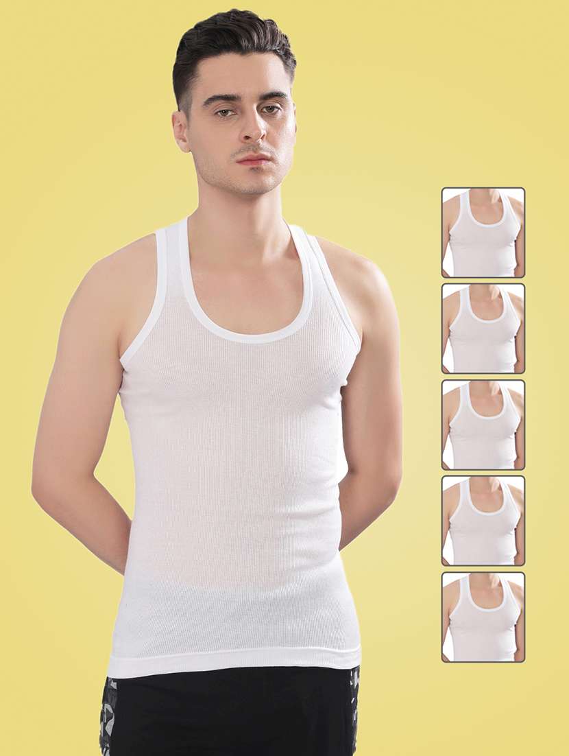 men pack of 5 solid sleeveless vest