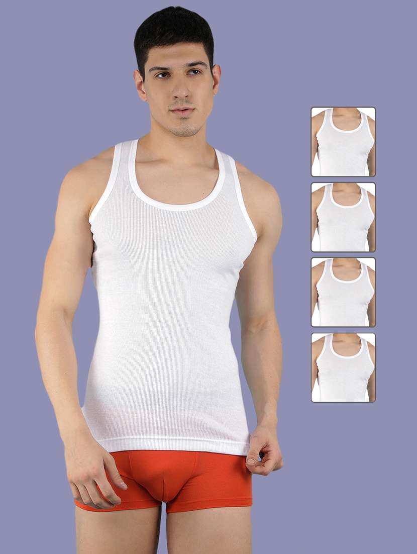 men pack of 4 solid sleeveless vest