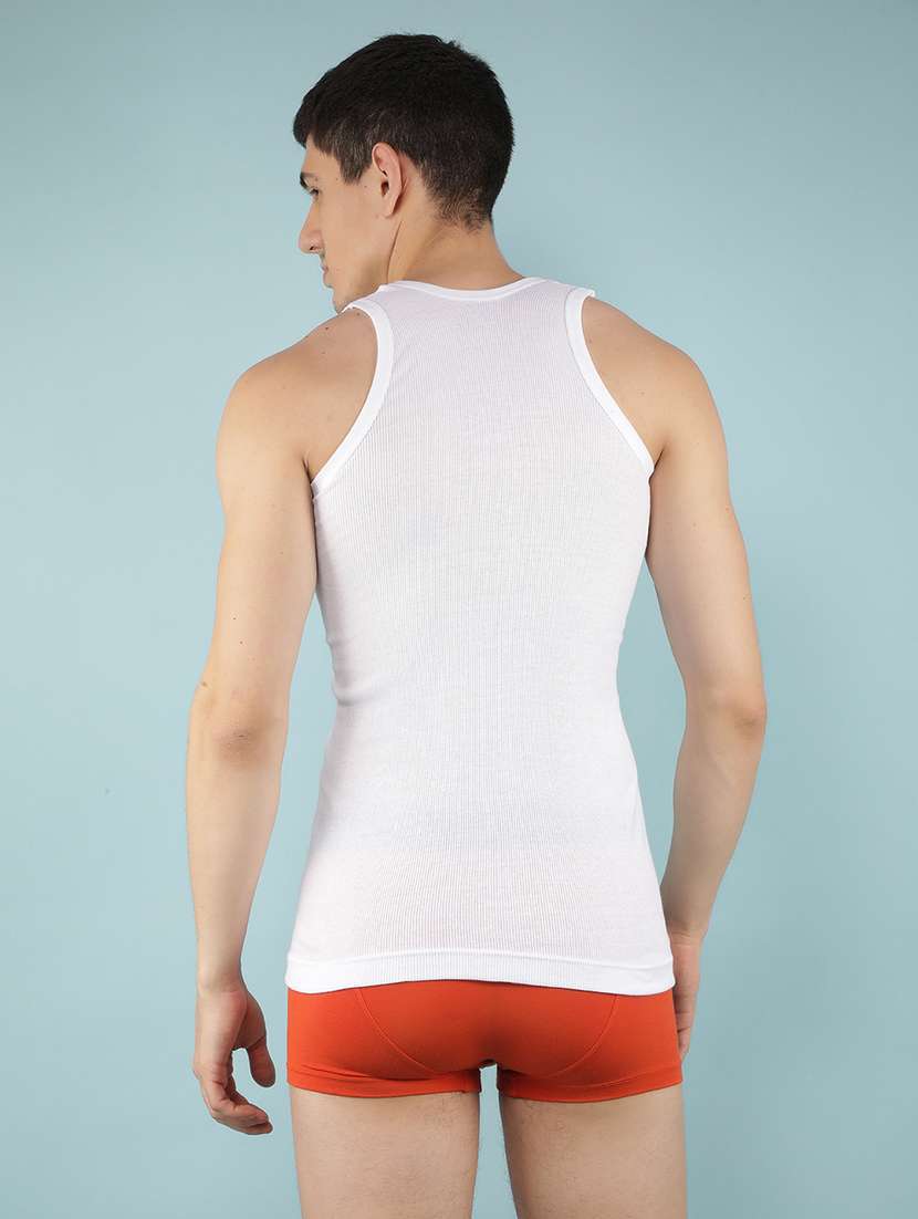 men pack of 4 solid sleeveless vest - 22180929 -  Standard Image - 3