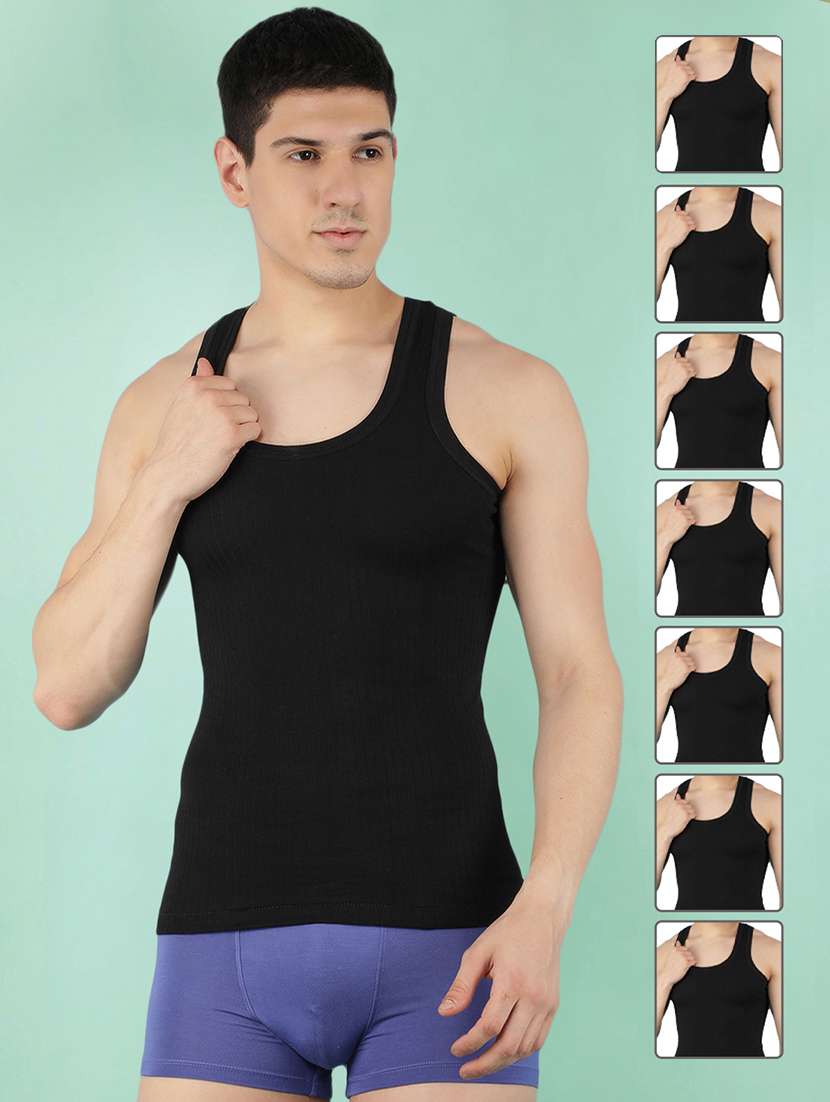 men pack of 7 solid sleeveless vest