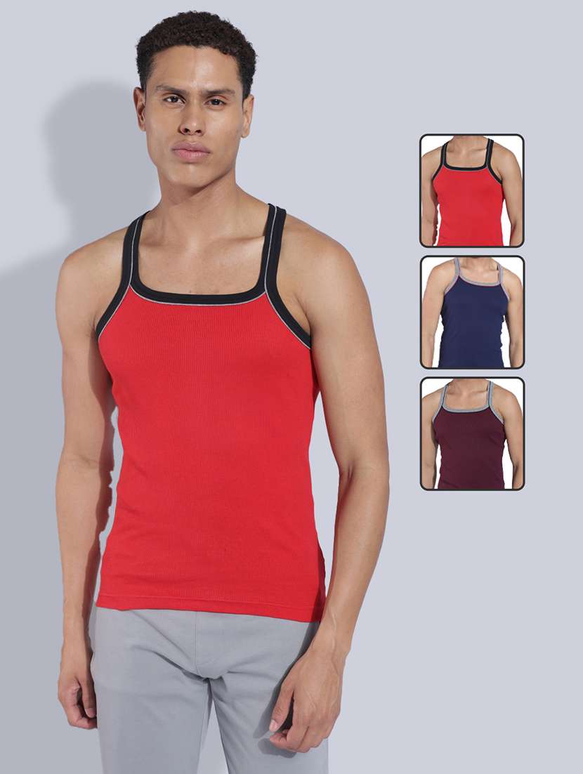 men pack of 3 solid sleeveless vest