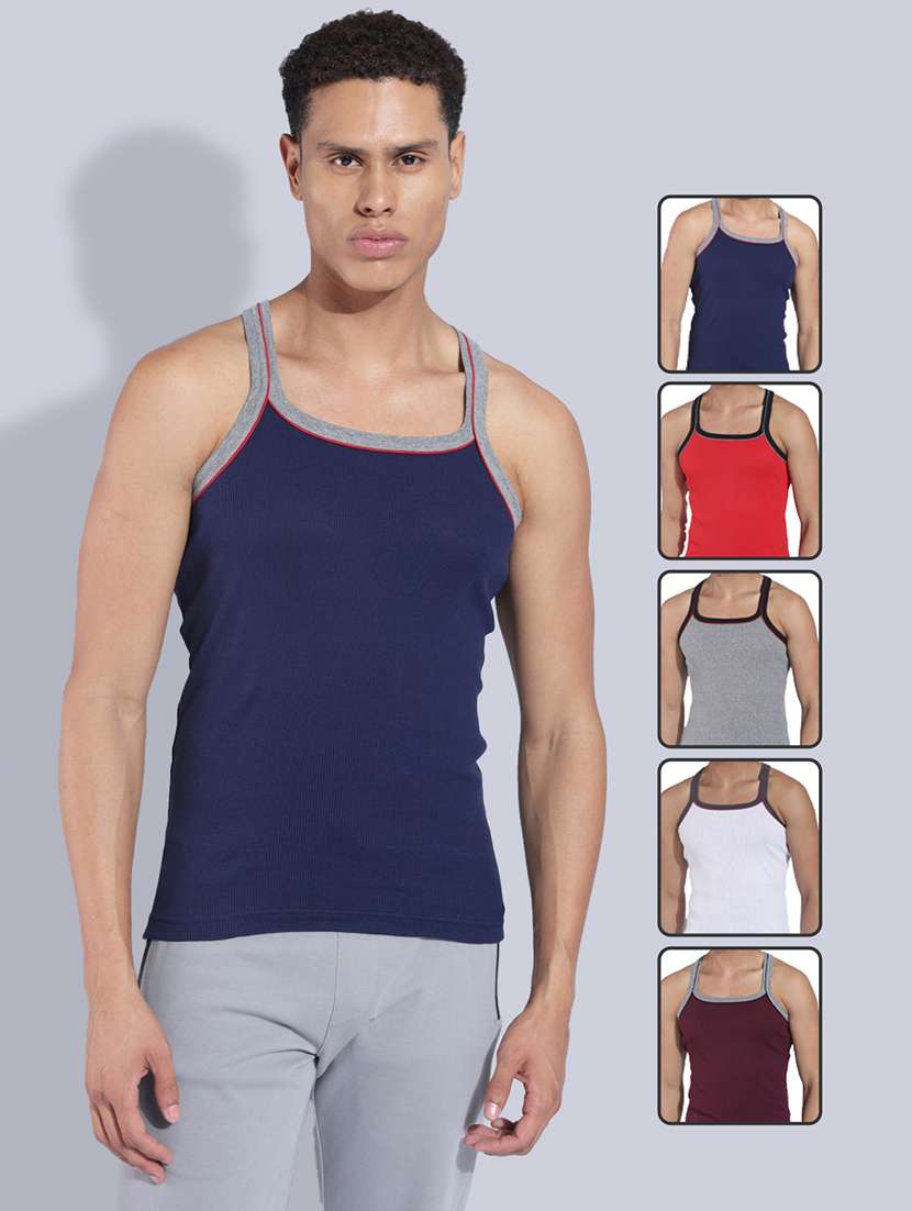 men pack of 5 solid sleeveless vest