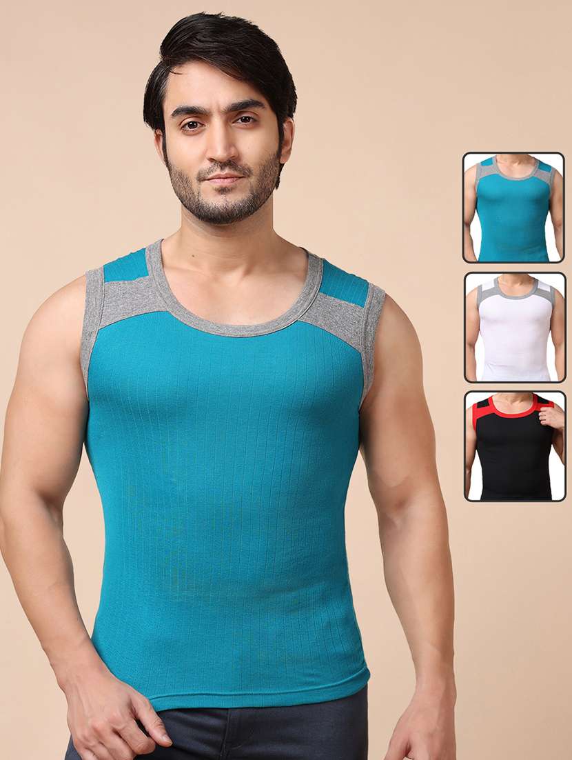 men pack of 2 color block sleeveless vest