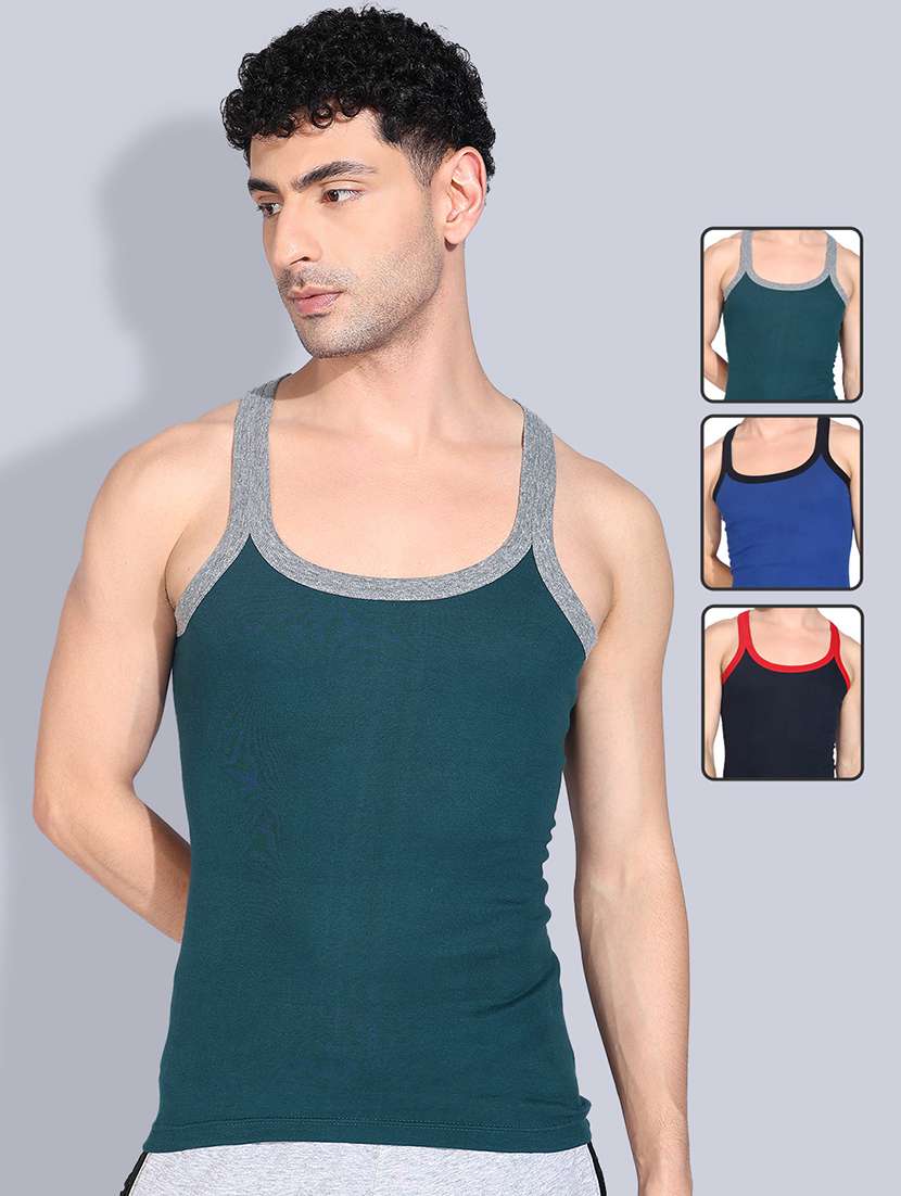 men pack of 3 solid sleeveless vest