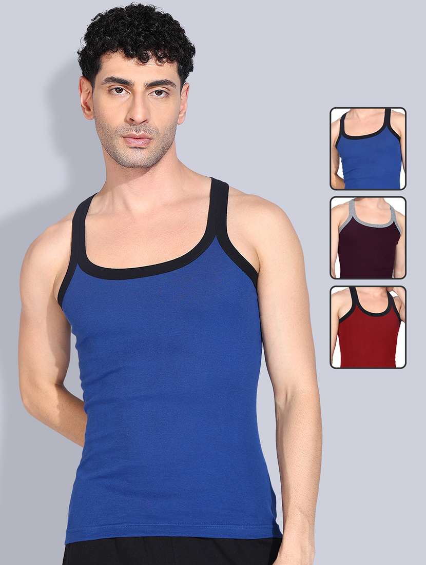 men pack of 3 solid sleeveless vest