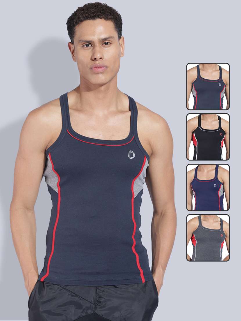 men pack of 4 color block sleeveless vest