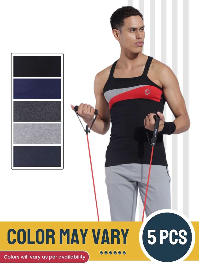 men pack of 5 color block sleeveless vest - 22181043 -  Standard Image - 3