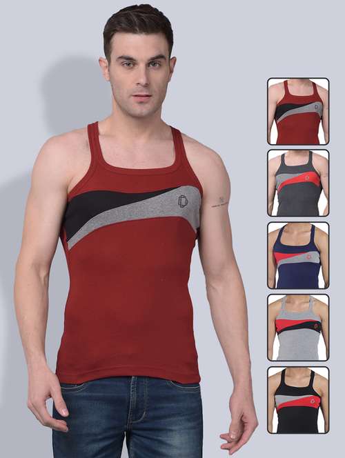 men pack of 5 color block sleeveless vest - 22181044 -  Standard Image - 0