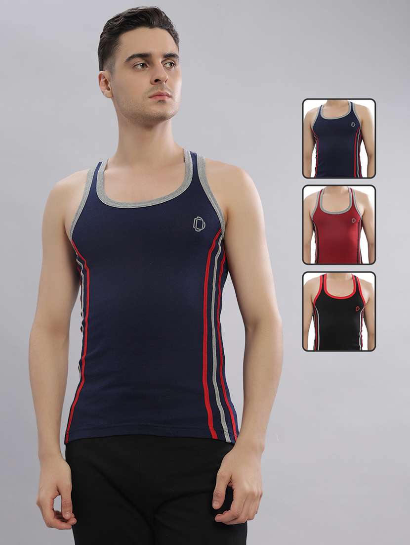 men pack of 3 striped sleeveless vest