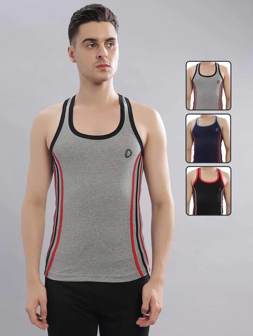 men pack of 3 striped sleeveless vest