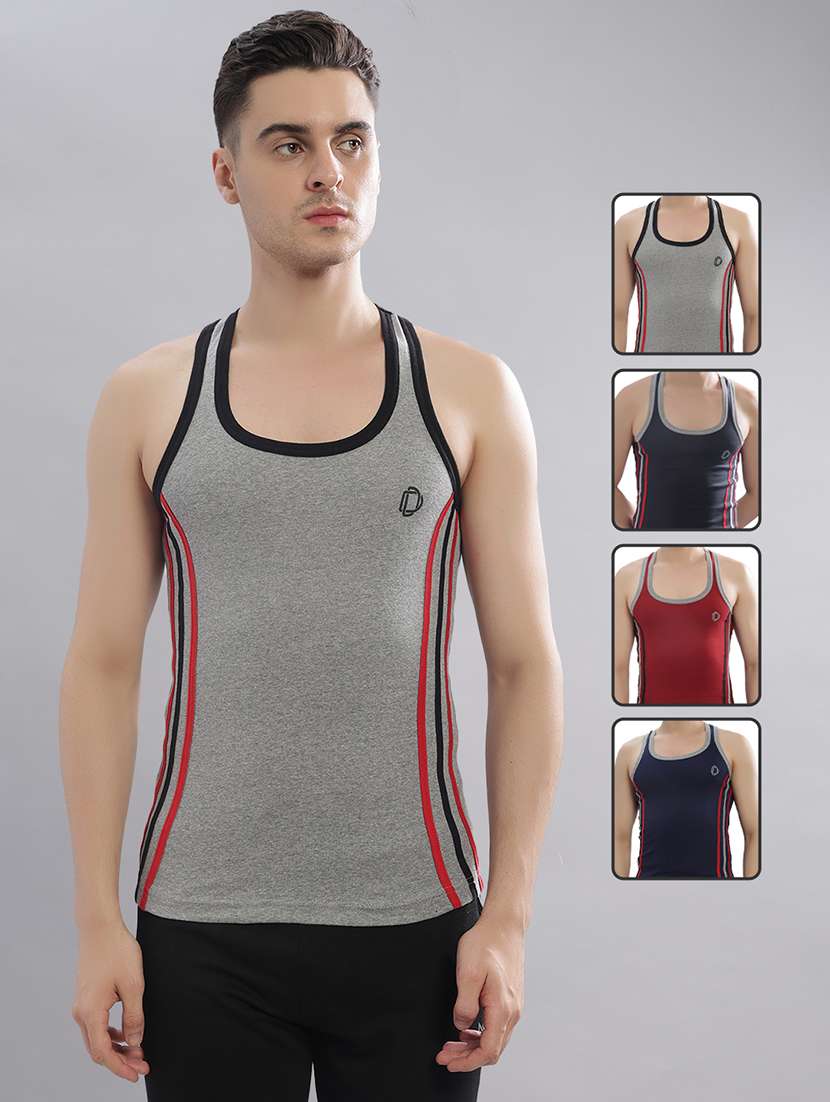 men pack of 4 striped sleeveless vest