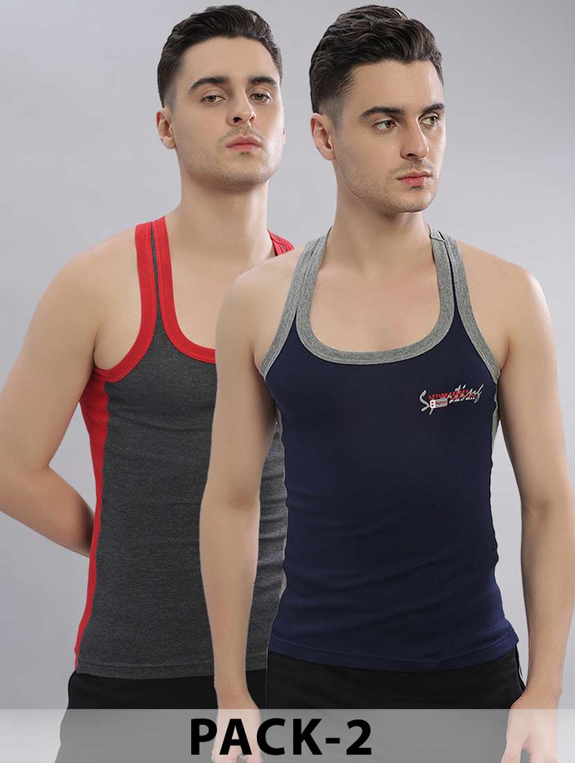 men color blocked sleeveless vest pack of 2
