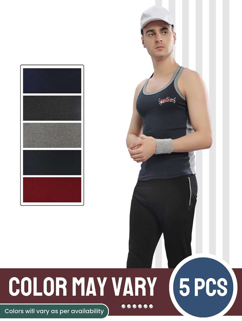 men pack of 5 color block sleeveless vest - 22181067 -  Standard Image - 3