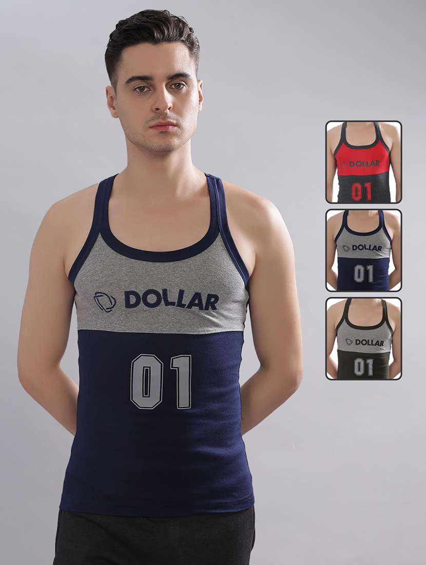 men pack of 3 color block sleeveless vest