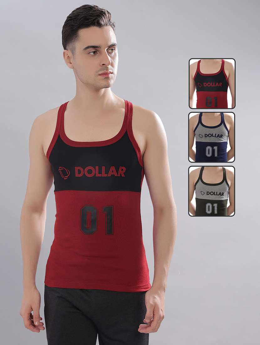 men pack of 3 color block sleeveless vest