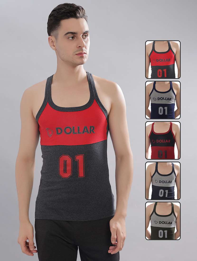 men pack of 5 color block sleeveless vest