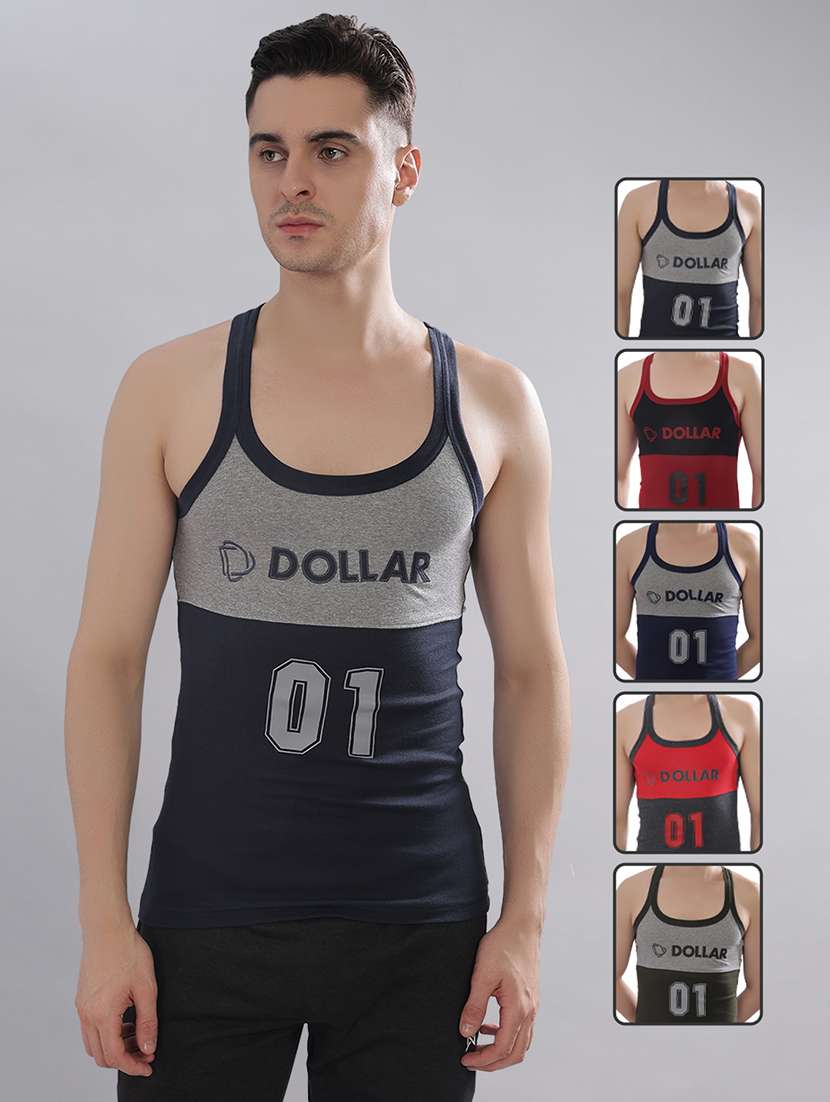 men pack of 5 color block sleeveless vest