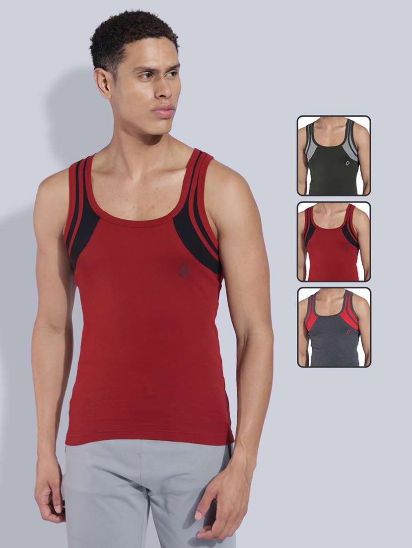 men pack of 3 color block sleeveless vest