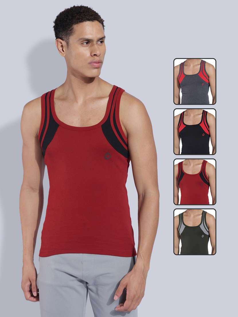 men pack of 4 color block sleeveless vest
