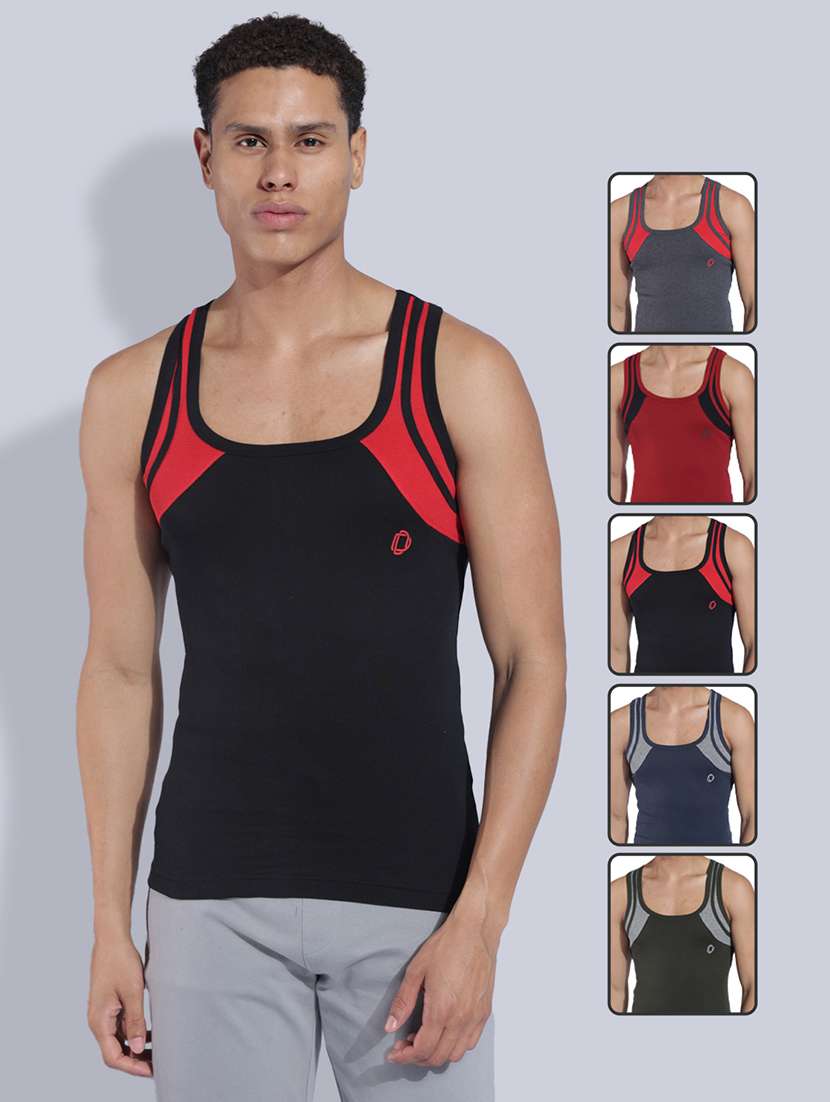 men pack of 5 color block sleeveless vest