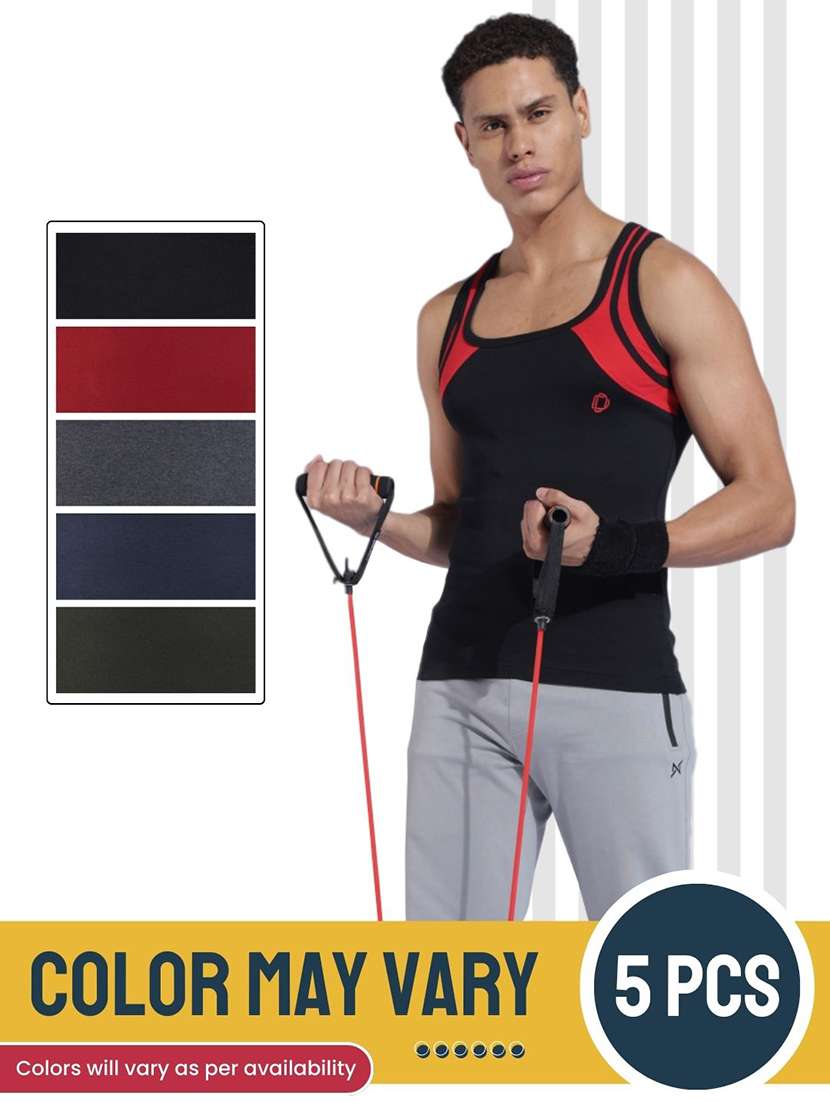 men pack of 5 color block sleeveless vest - 22181083 -  Standard Image - 3