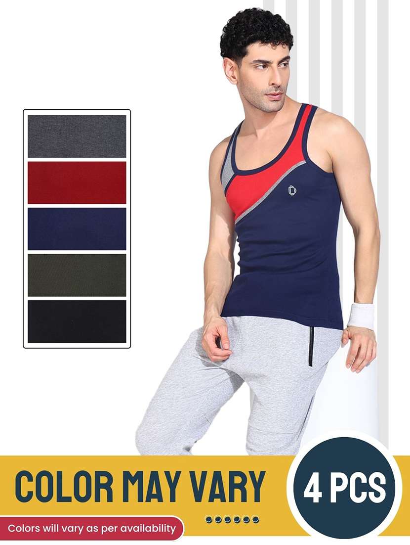 men pack of 4 color block sleeveless vest - 22181090 -  Standard Image - 3