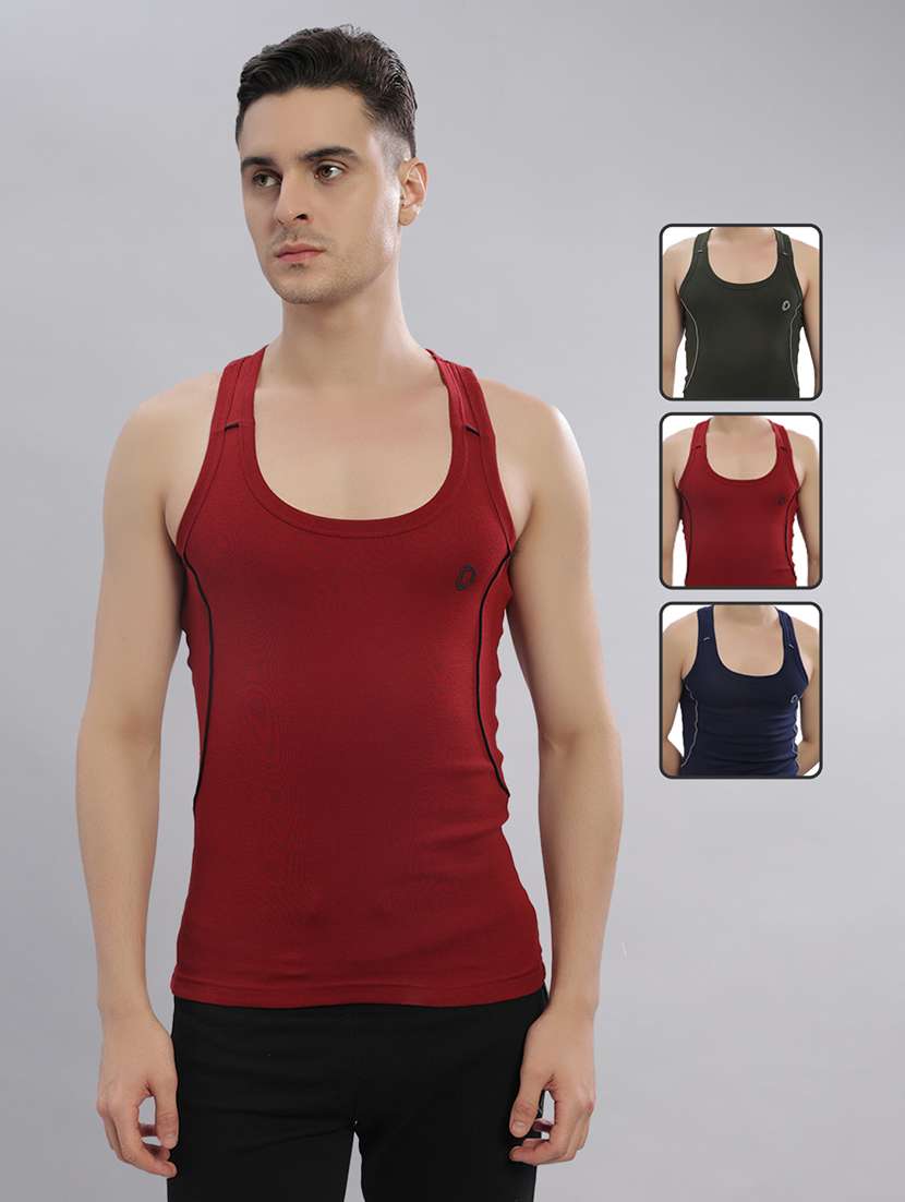 men pack of 3 solid sleeveless vest