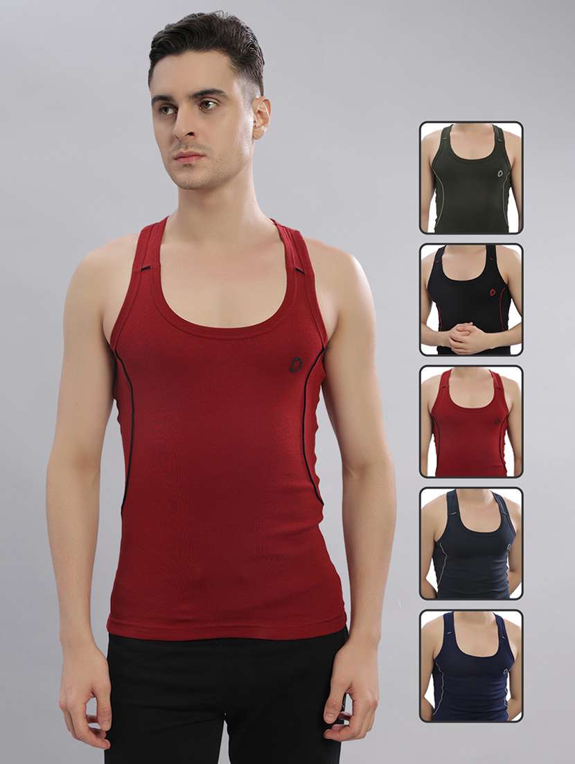 men pack of 5 solid sleeveless vest
