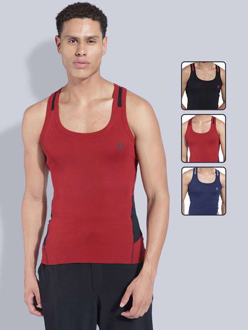 men pack of 3 color block sleeveless vest - 22181105 -  Standard Image - 0