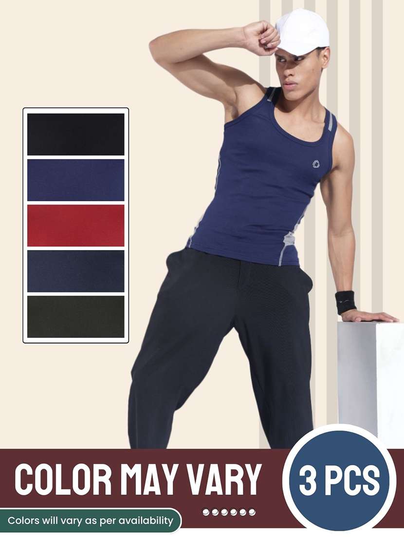 men pack of 3 color block sleeveless vest - 22181106 -  Standard Image - 3