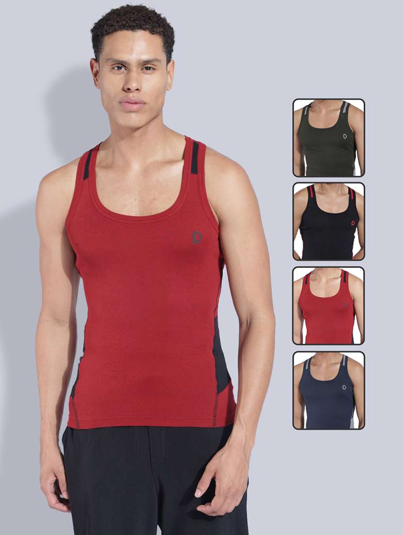 men pack of 4 color block sleeveless vest