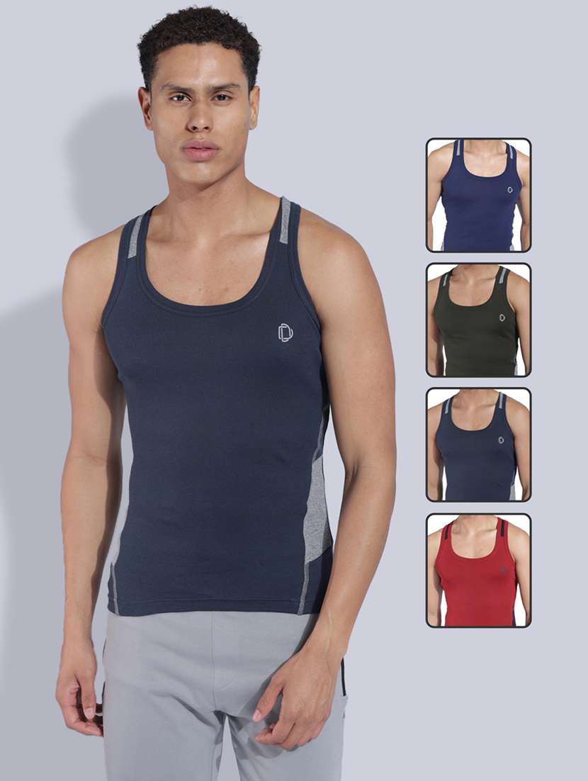 men pack of 4 color block sleeveless vest