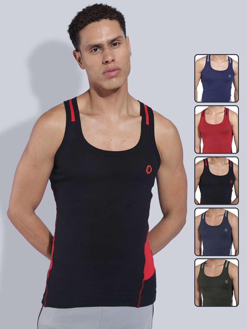 men pack of 5 color block sleeveless vest