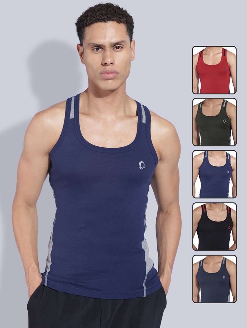 men pack of 5 color block sleeveless vest