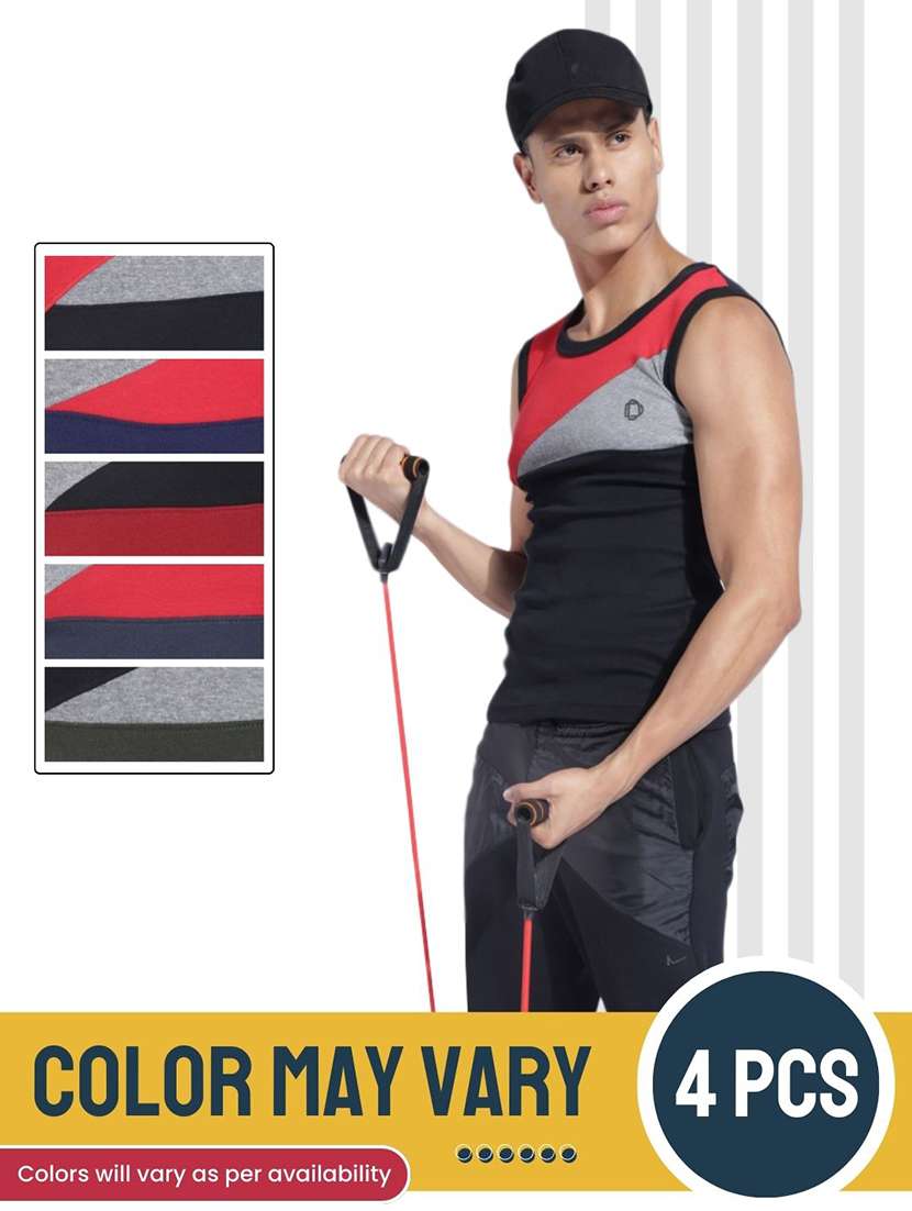 men pack of 4 color block sleeveless vest - 22181114 -  Standard Image - 3