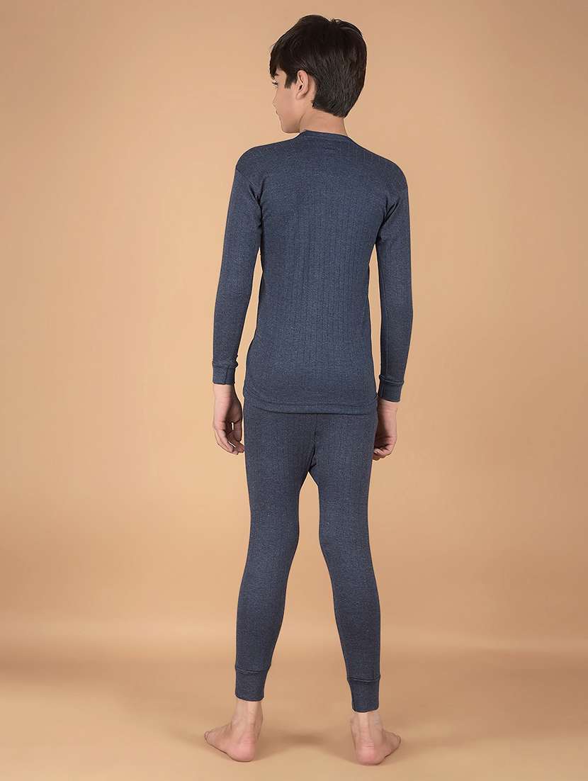 boys solid round neck thermal wear set - 22181144 -  Standard Image - 3
