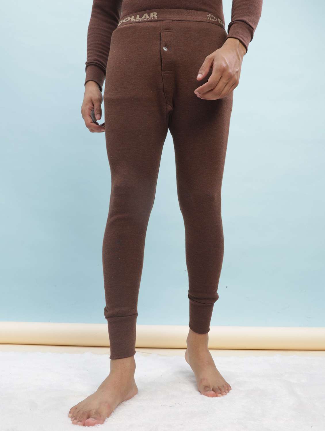 men solid mid rise thermal bottom