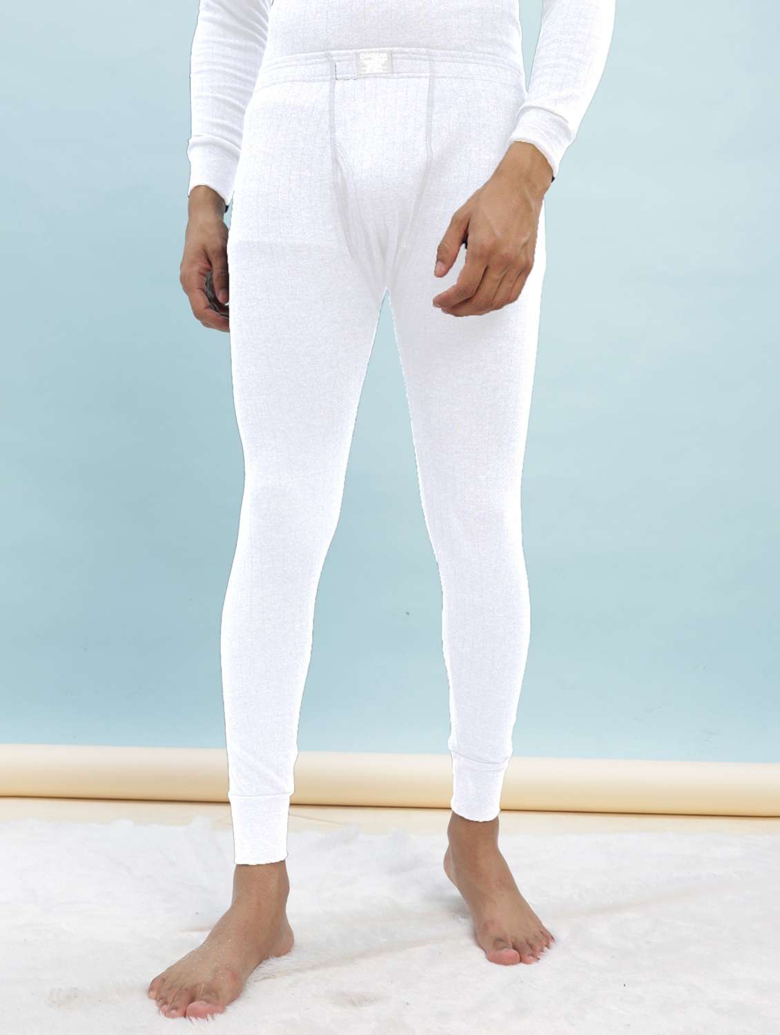 men solid mid rise thermal bottom