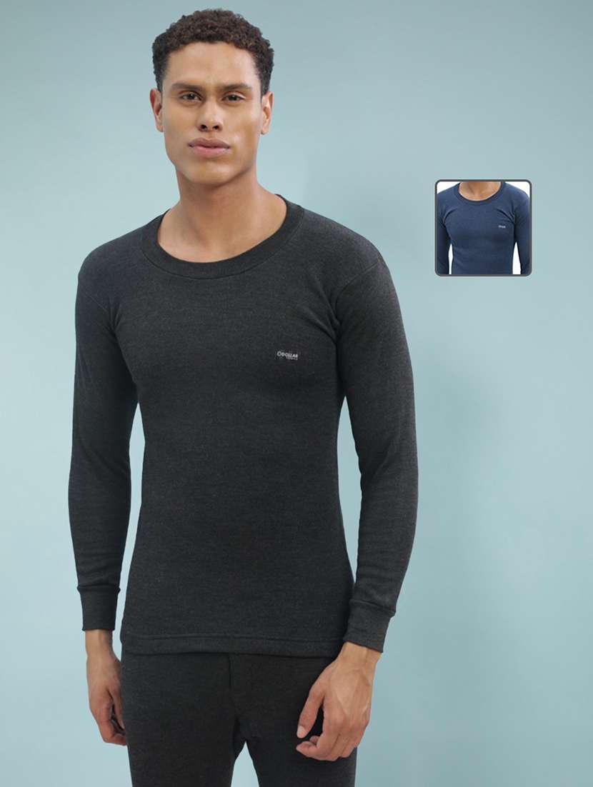 men solid full sleeve thermal top pack of 2
