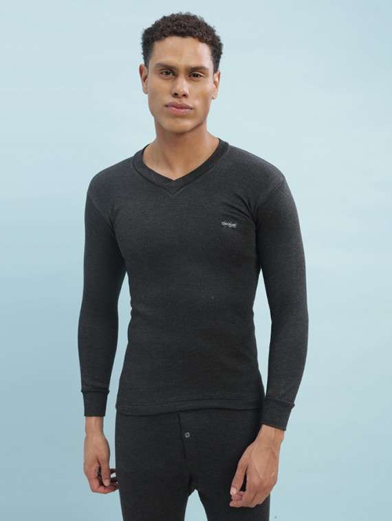 men solid full sleeve thermal top