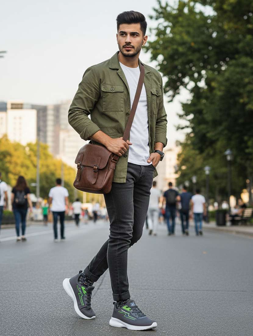 men solid lace up sport shoe - 22181190 -  Standard Image - 5