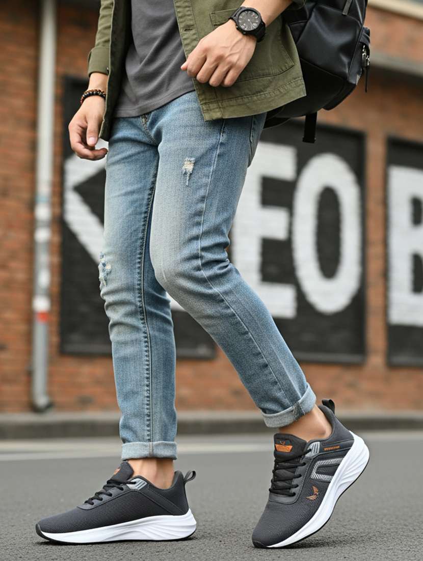 men grey lace up sport shoe - 22181201 -  Standard Image - 5