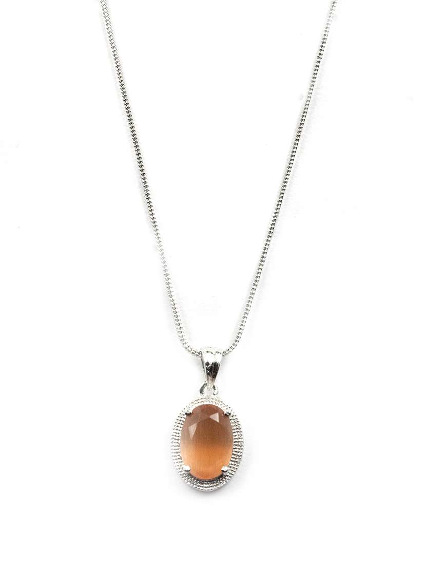 orange stone silver-plated pendant set - 22181243 -  Standard Image - 3