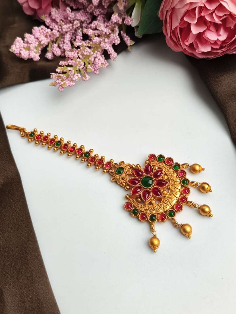 floral gold plated maangtikka