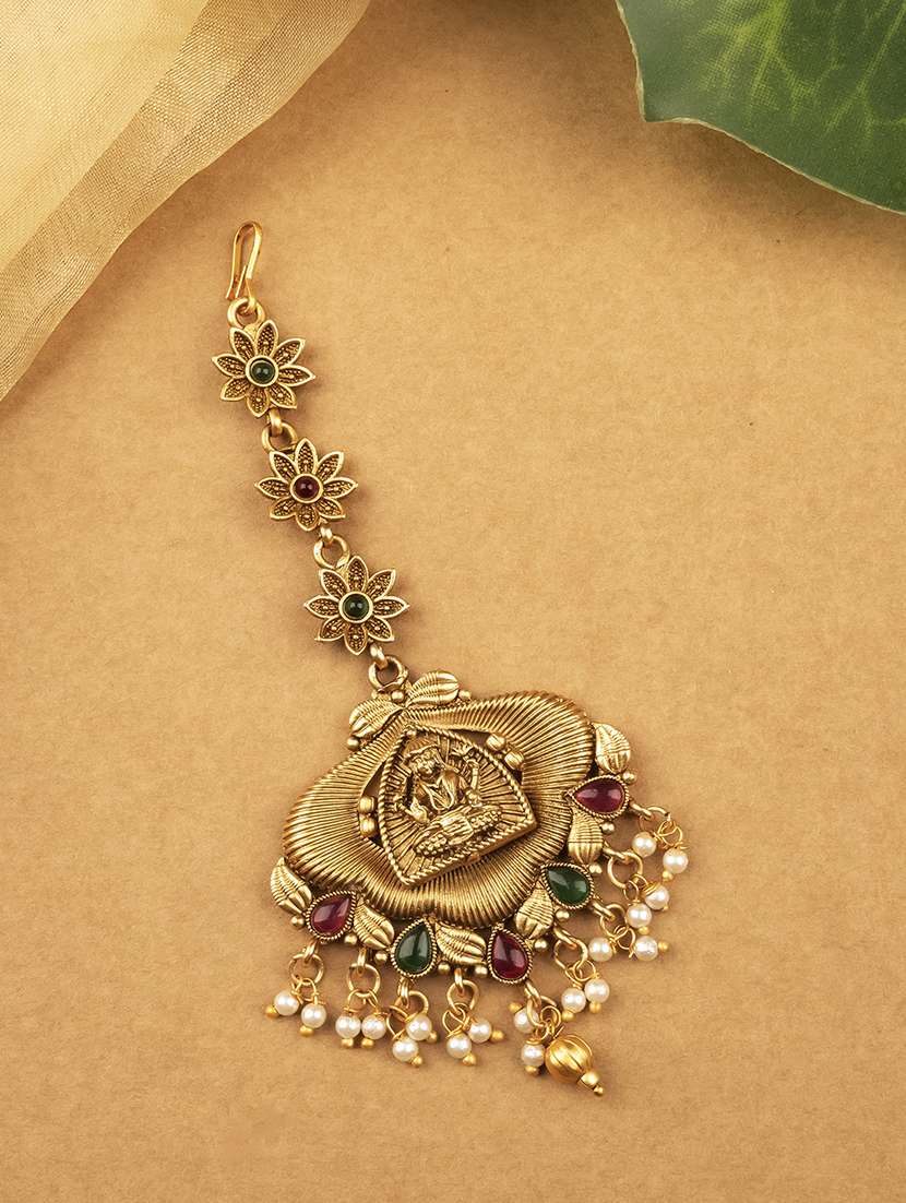 golden goddess flower maang tikka 