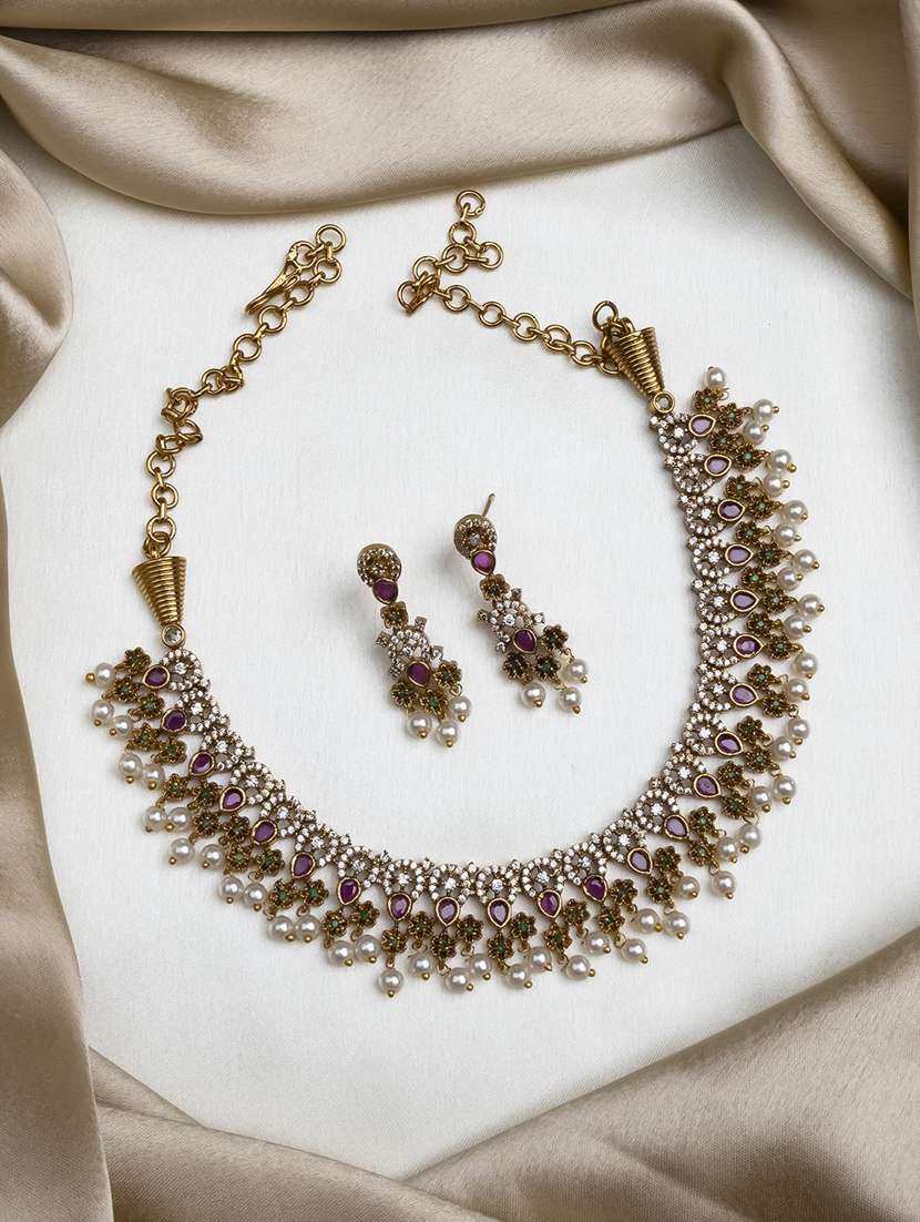 multi colored alloy necklaces and earring