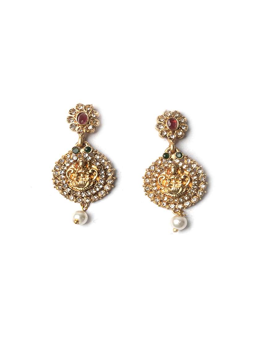 women gold plated stone studded necklace set - 22181292 -  Standard Image - 3